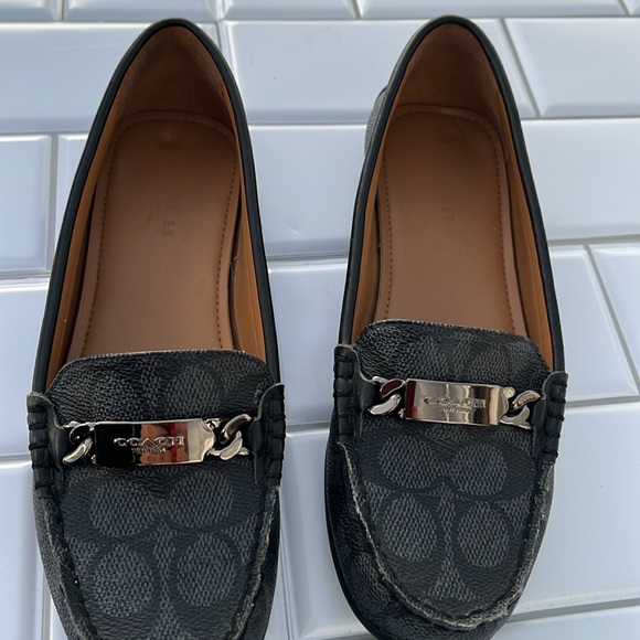 COACH Olive Signature Embossed Canvas Flat Loafers Black/Gray Brand New Sz 6B - Picture 11 of 16